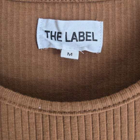 The Label Long Sleeve Dress - Ribbed Cotton Dress in Caramel - Picture 2 of 3